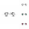 Women's Birthstone Earrings Panjia Pandora S925 Silver Eternal Round Shape Fashionable Jewelry