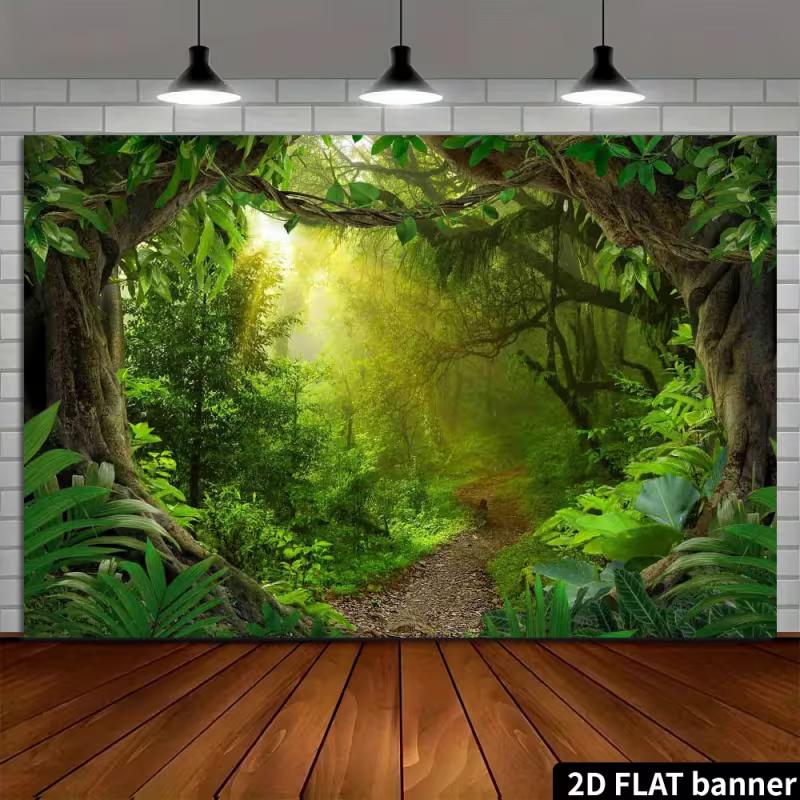 2D Lush Rainforest Backdrop Photography Background Banner