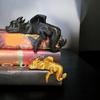 Decorative Sleeping Dragon Bookshelf 3D Printed Dragon Figurine Creative Dragon Ornament  Book