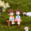 Мини-девочка, мальчик, парковая скамейка, модель, фигурка, миниатюрный ландшафтный орнамент, декор своими руками