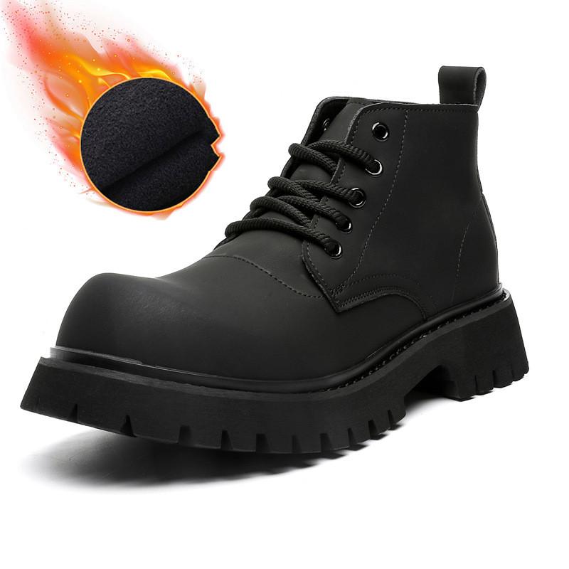 Мужские повседневные ботинки на платформе в британском стиле на шнуровке из натуральной кожи ковбойские ботильоны красивые осенне-зимние массивные боты для мужчин