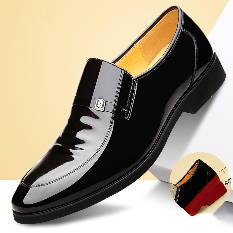 Деловая кожаная обувь, мужская мужская обувь из воловьей кожи первого слоя, формальная кожаная обувь с внутренним увеличением роста