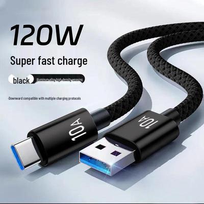 10A 120 Вт Сверхбыстрая зарядка Плетеный кабель USB на Type-C для Huawei P70/P80 и Honor 400/80