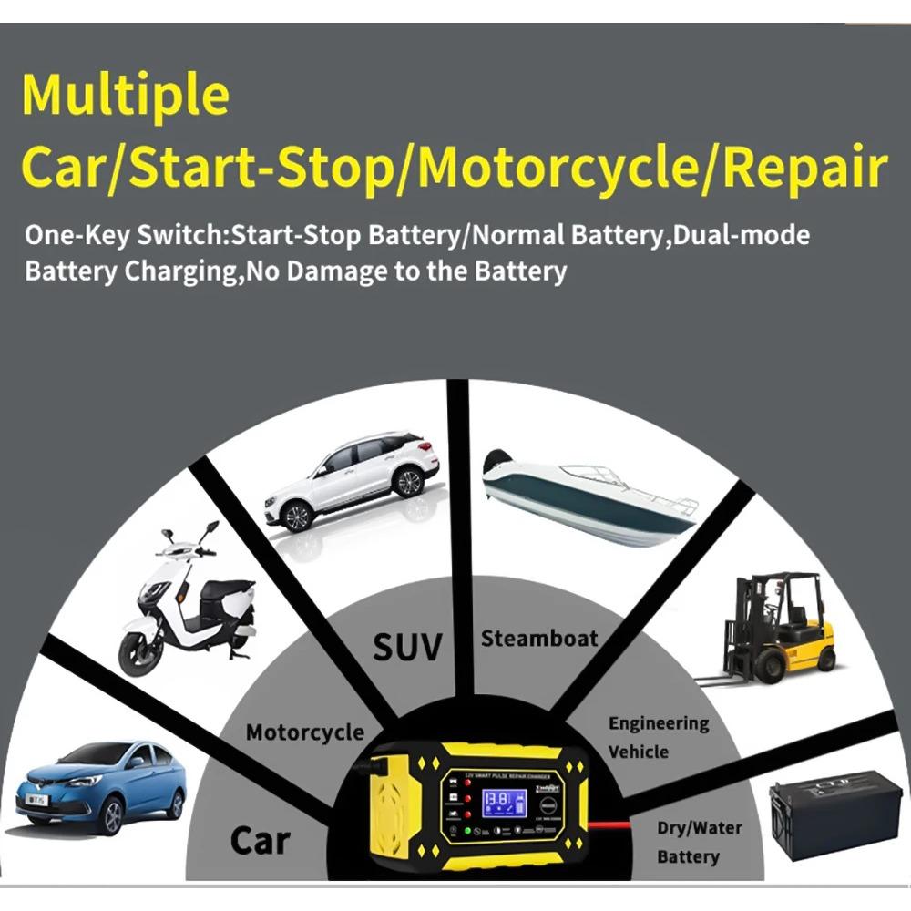 6A 12V автомобильное зарядное устройство для аккумулятора импульсный ремонт ЖК-дисплей умная быстрая зарядка AGM Deep Cycle GEL свинцово-кислотное зарядное устройство для автомобиля мотоцикла