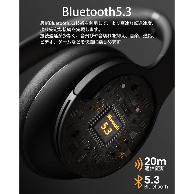 Беспроводные наушники DOQAUS Bluetooth5.3 До 90 часов непрерывного воспроизведения в нескольких точках AAC Проводное и беспроводное двойное использование Встроенный микрофон над ухом