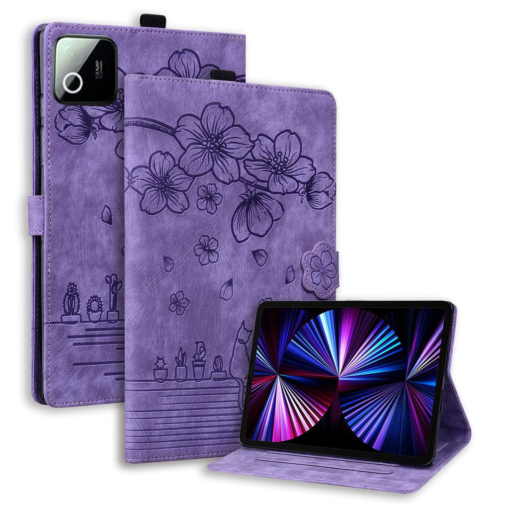 Tablet Case For Xiaomi Poco Pad X1 / Pad 7 / Pad 7 Pro / Pad 8/ Pad 8 Pro Card Slots Leather Tablet Stand Folio Cover Flower Cat