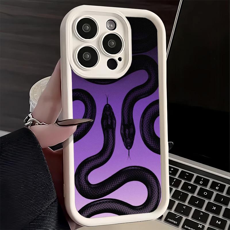 Черный змеиный дудл чехол для телефона iPhone 16 17 Air 16E 15 Pro Max 14 Plus 13 12 Mini Capa Мягкий силиконовый чехол Funda