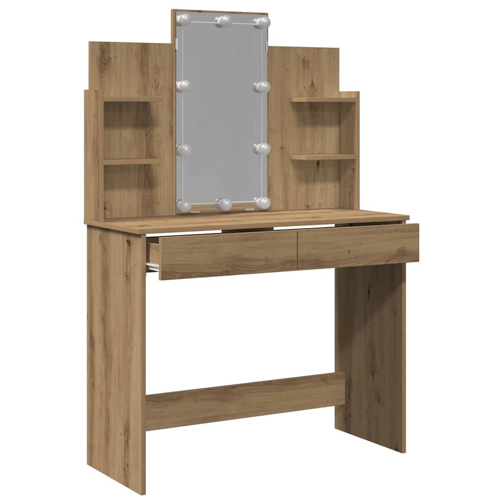 Vidaxl Toaletka Z Oświetleniem Led, Dąb Artisan, 96X40X142 Cm