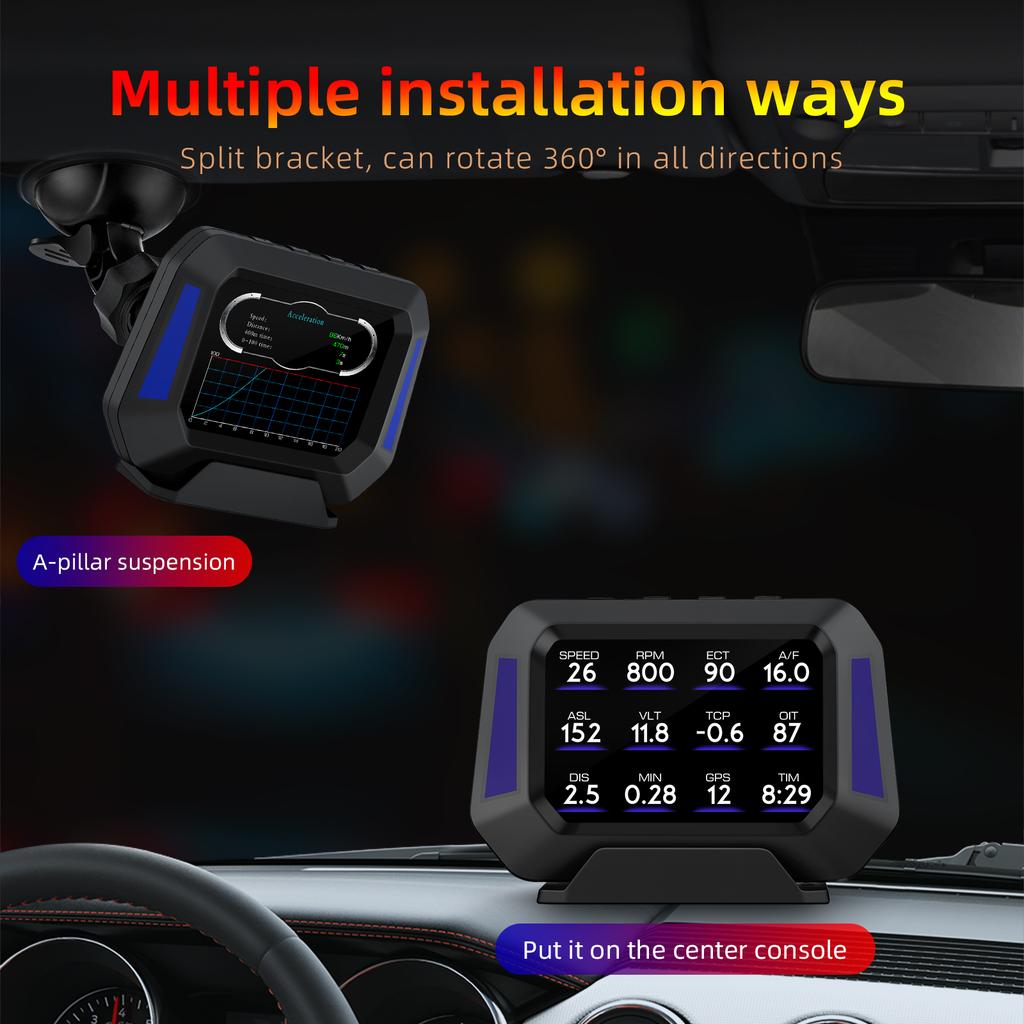 Автомобильный HUD P21 проекционный дисплей OBD+GPS+уклономер многофункциональный экран бортовой компьютер 4X4 инклинометр умный диагностический инструмент