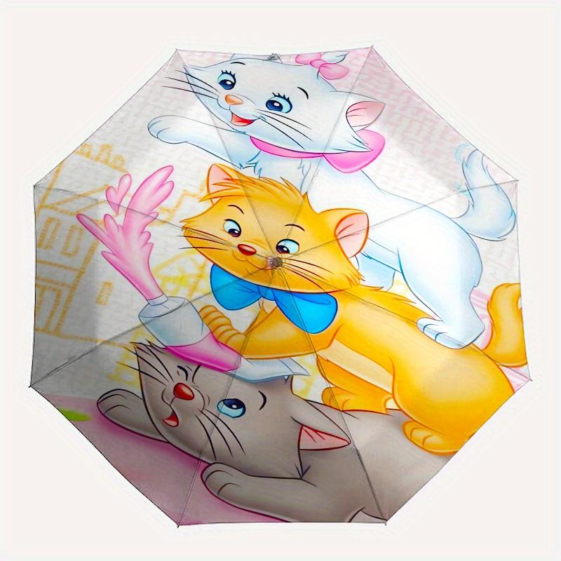 Aristocats,Kittens Automatic Umbrella - Tri-fold Portable Umbrella, Best Holiday Gift for Men and Women, Durable Iron Frame, Playful Design,
