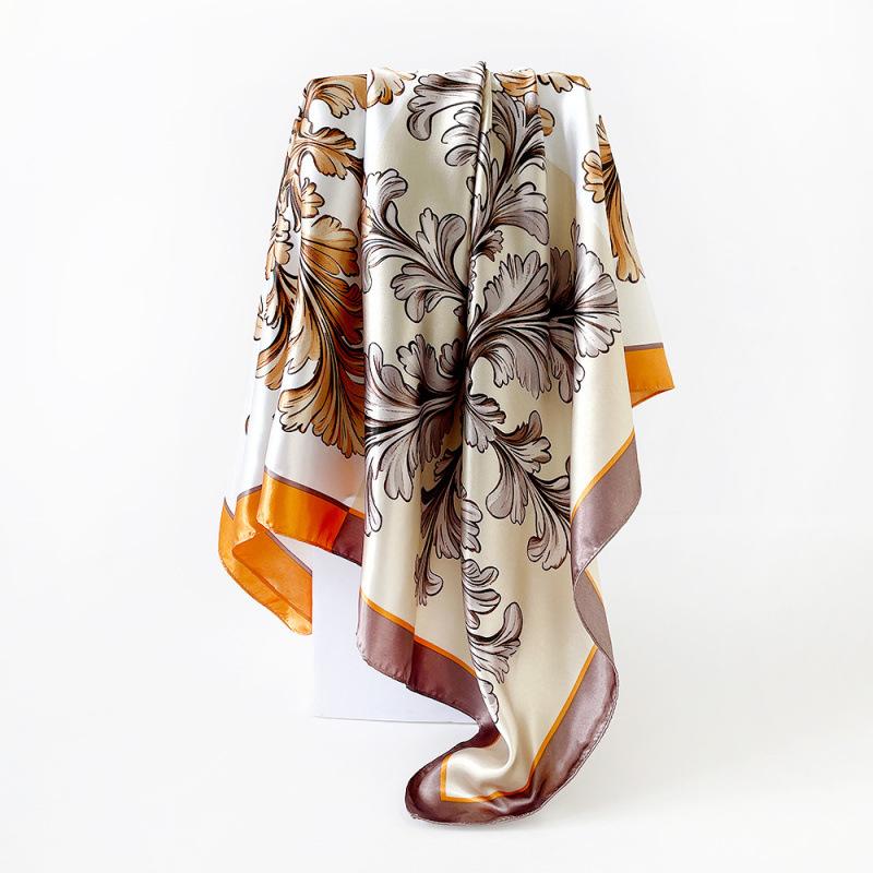 90cm Scarf, Headscarf, Women’s Two-Tone Printed Fashionable Versatile Shawl, Rayon Square Scarf