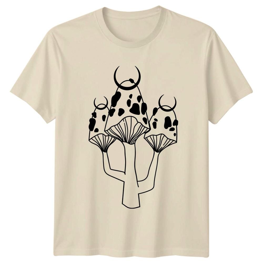 Whimsical Celestial Mushroom Moon Design TShirt Witchy Nature Birthday