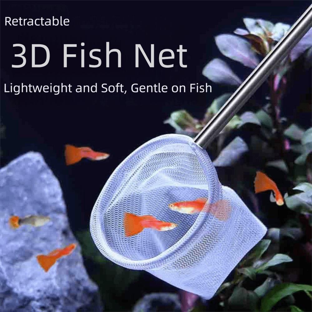 Extendable Handle Aquarium Dip Net Stainless Steel Fishtanks Cleaning Net Aquarium