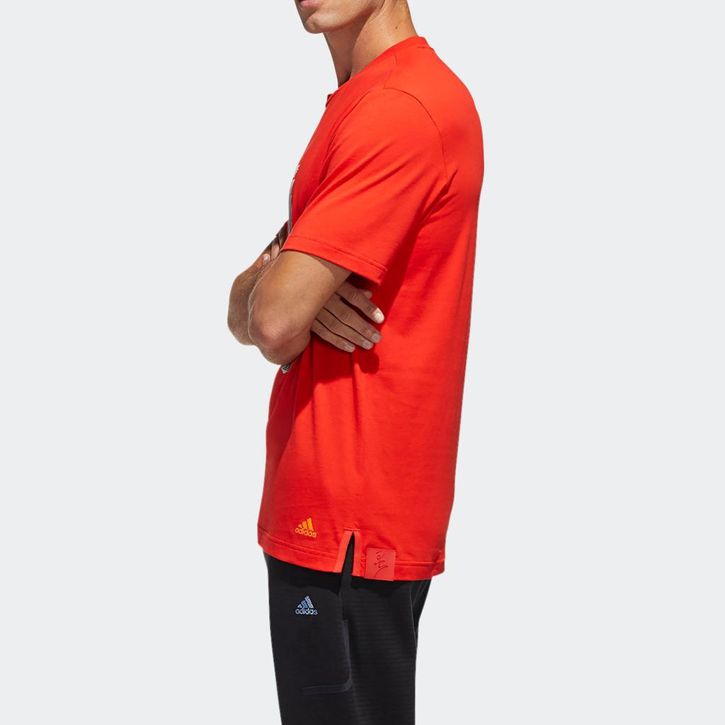 adidas Футболки Мужские Красные С Круглым Вырезом Умеренный Прямой Крой GL8193