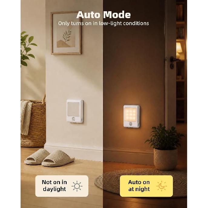 EZVALO Rechargeable Motion Sensor Night Lights, Stick-On Battery Operated LED Night Light with Magnetic, 5-30LM Dimmable, 3 Color Temps, Portable