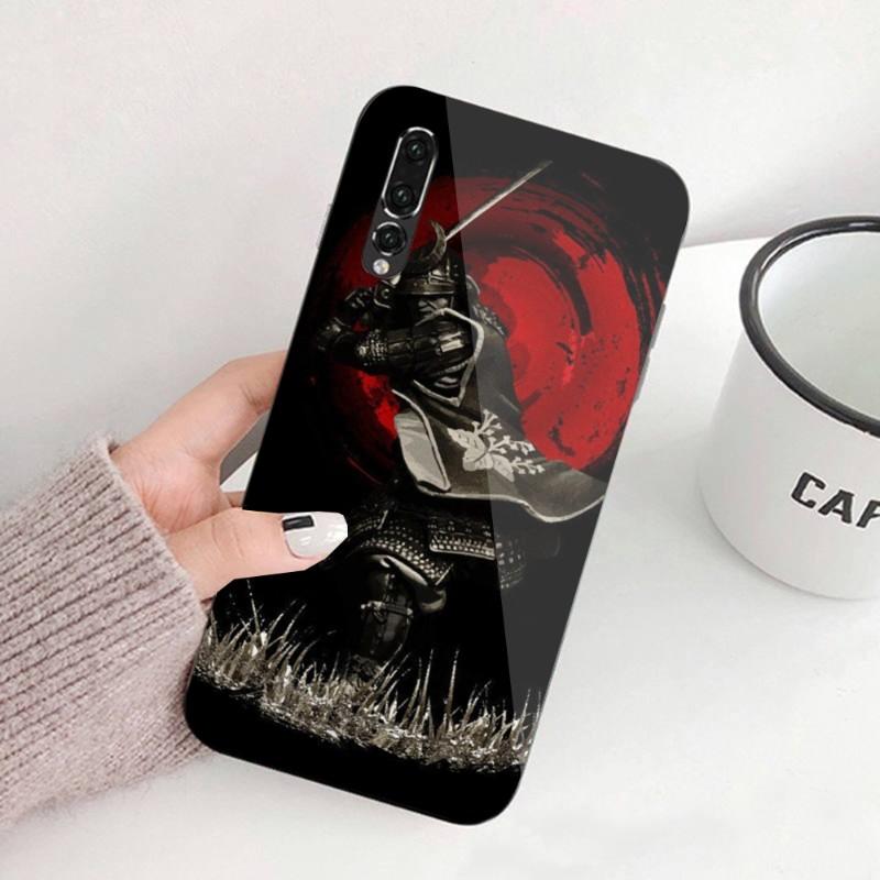 Чехол для телефона с маской японского самурая Oni для Huawei P50 P40 P30 P20 Pro Mate 40 30 20 Pro Nova 9 8 7 ПК, стеклянный чехол для телефона