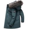 Duck Down Men's Down Jacket for Winter Warmth Mid To Long Style with Fur Collar Oversized and Thick Casual Jacket