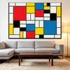 Red Yellow Blue Abstract Grid Artwork For Living Room Decor