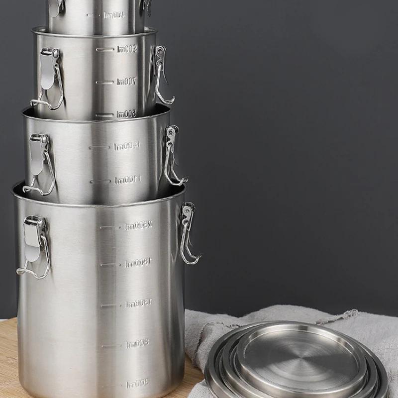 Резервуар для хранения из нержавеющей стали, герметичный резервуар для хранения продуктов, контейнер для хранения продуктов со шкалой, большой емкости, резервуар для хранения кофейных зерен, хлопьев и чая