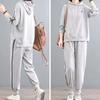 Женский костюм из 2 предметов, хлопковый свитшот, брюки, хлопковый свободный повседневный летний костюм из двух предметов, спортивный топ с капюшоном и брюки