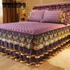 Velvet Warm Quilted Bedding Bed Skirt Pillowcases Home Textile Princess Thick Bedspread Lace Bedsheet Mattress Cover with Cotton