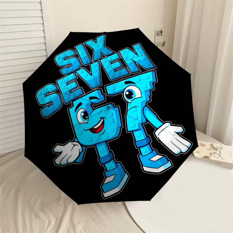1PC Six Seven Feet Automatic Open/Close Umbrella with Windproof, 8-Rib Sturdy Canopy, Durable Ribs, Fashionable Design, Outdoor Accessory, Fun Prin, H