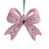 Pink Glitter Christmas Ornaments Acrylic Bow/Bell/Tree/Ballerina Hanging Decorations for Xmas Tree Holiday Party Decor