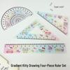 Cute Cat Acrylic Ruler Set - 4-Piece Cartoon Stationery for Students