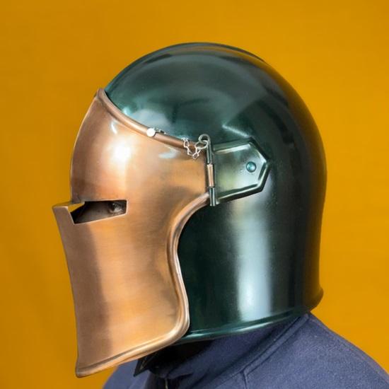 Barbute Copper Green Two-tone Helmet Medieval Knight Armor 18g Soft Steel LARP Cosplay Warrior Helmet