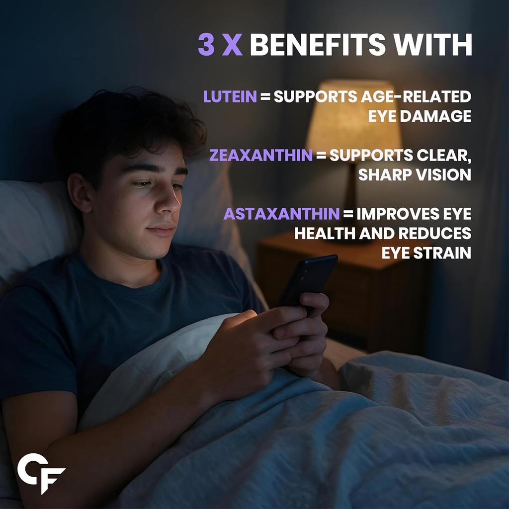 Carbamide Forte Eye Supplement Gummies 60 Pack | Lutein Zeaxanthin Astaxanthin Veg DHA for Clear Vision