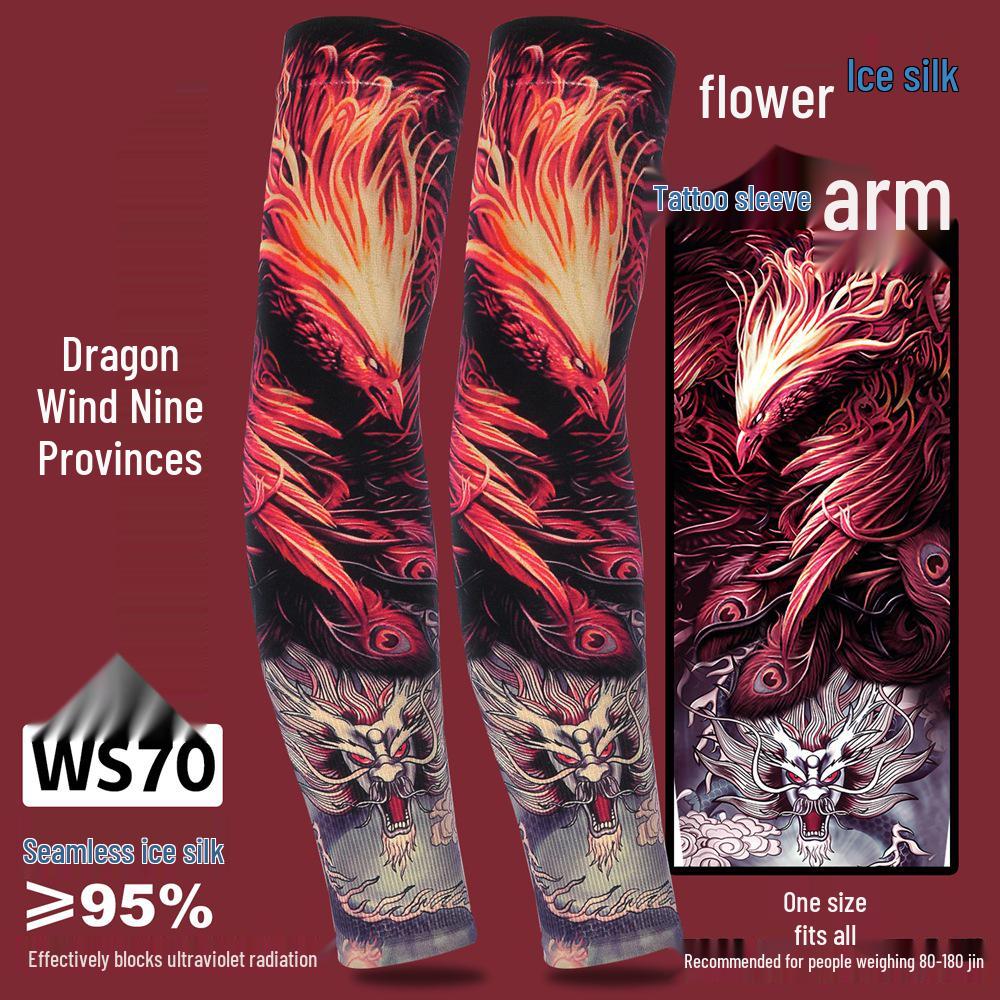 Рукава из ледяного шелка для защиты от солнца с татуировкой для мужчин и женщин - Летние для вождения, езды на велосипеде, с цветочным дизайном