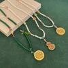 Zinc Zinc Alloy Pendant Pearl Beaded Necklaces Lucky Bag Vintage Sweater Chain  Cheongsam