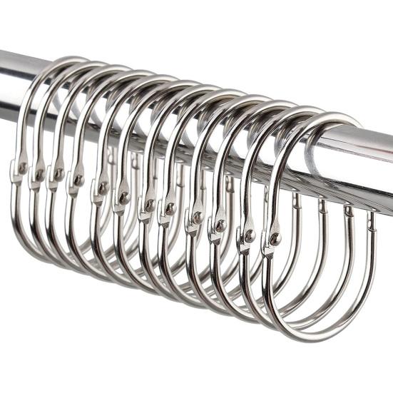 10 шт., кольца для занавески для душа в ванной, металлические крючки для душа, плотно закрытые, гладкие, скользящие кольца для занавесок с защитой от падения