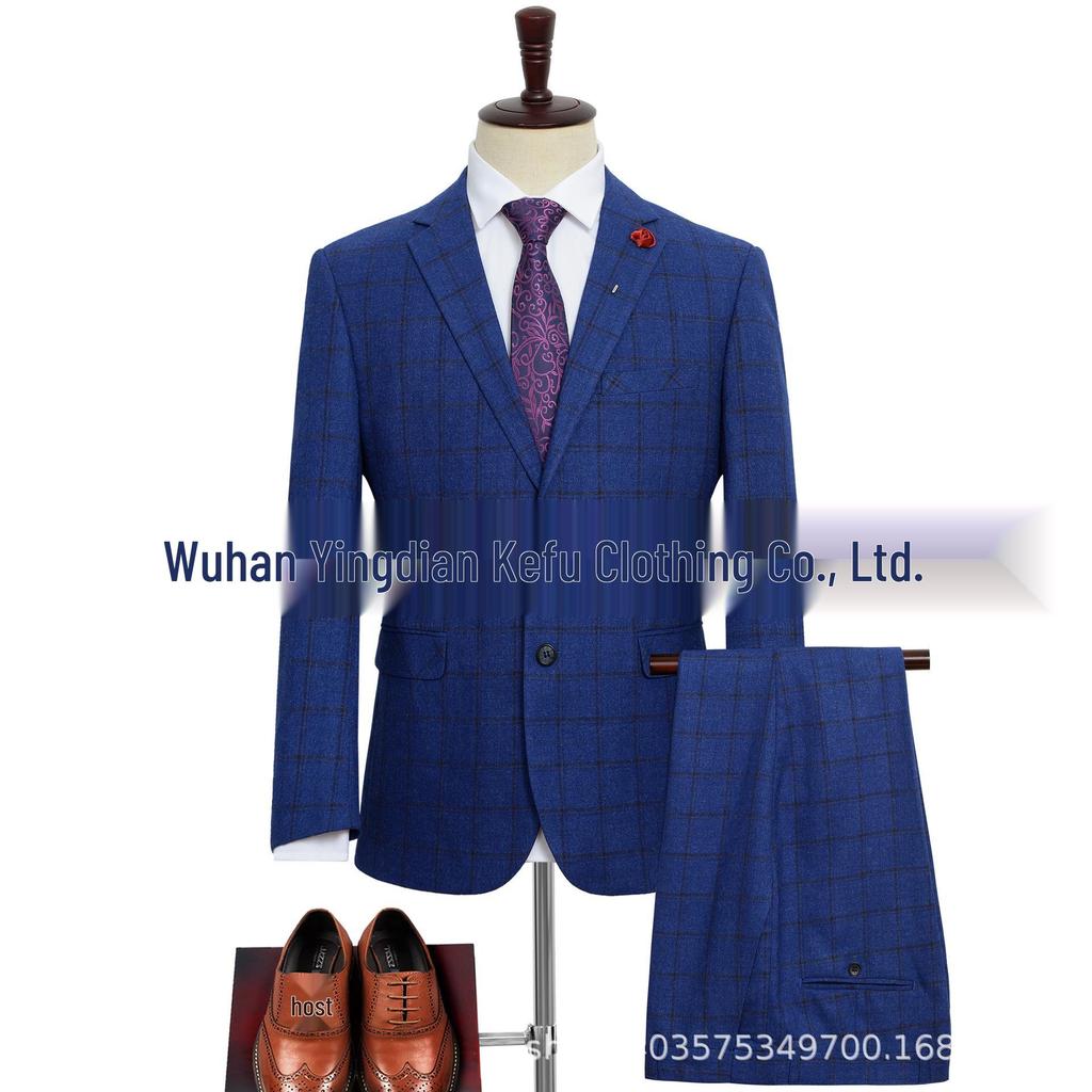 Мужской клетчатый костюм большого размера для свадеб и повседневных мероприятий