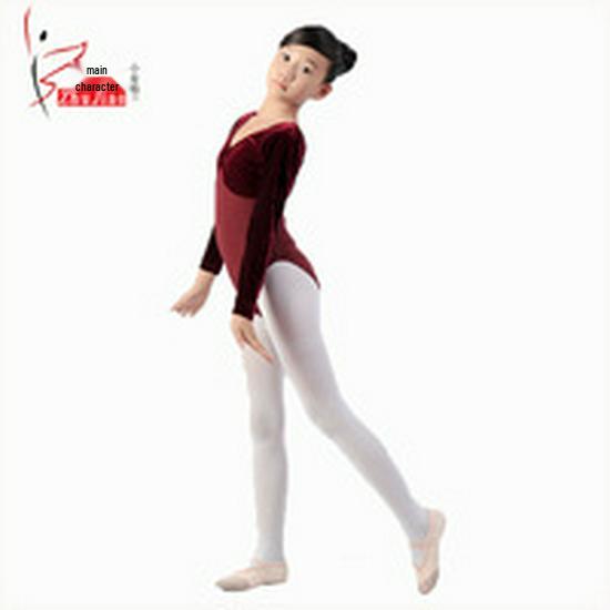 Children's Autumn Cotton Dance Costume: Short Sleeve Performance & Practice Attire for Girls.