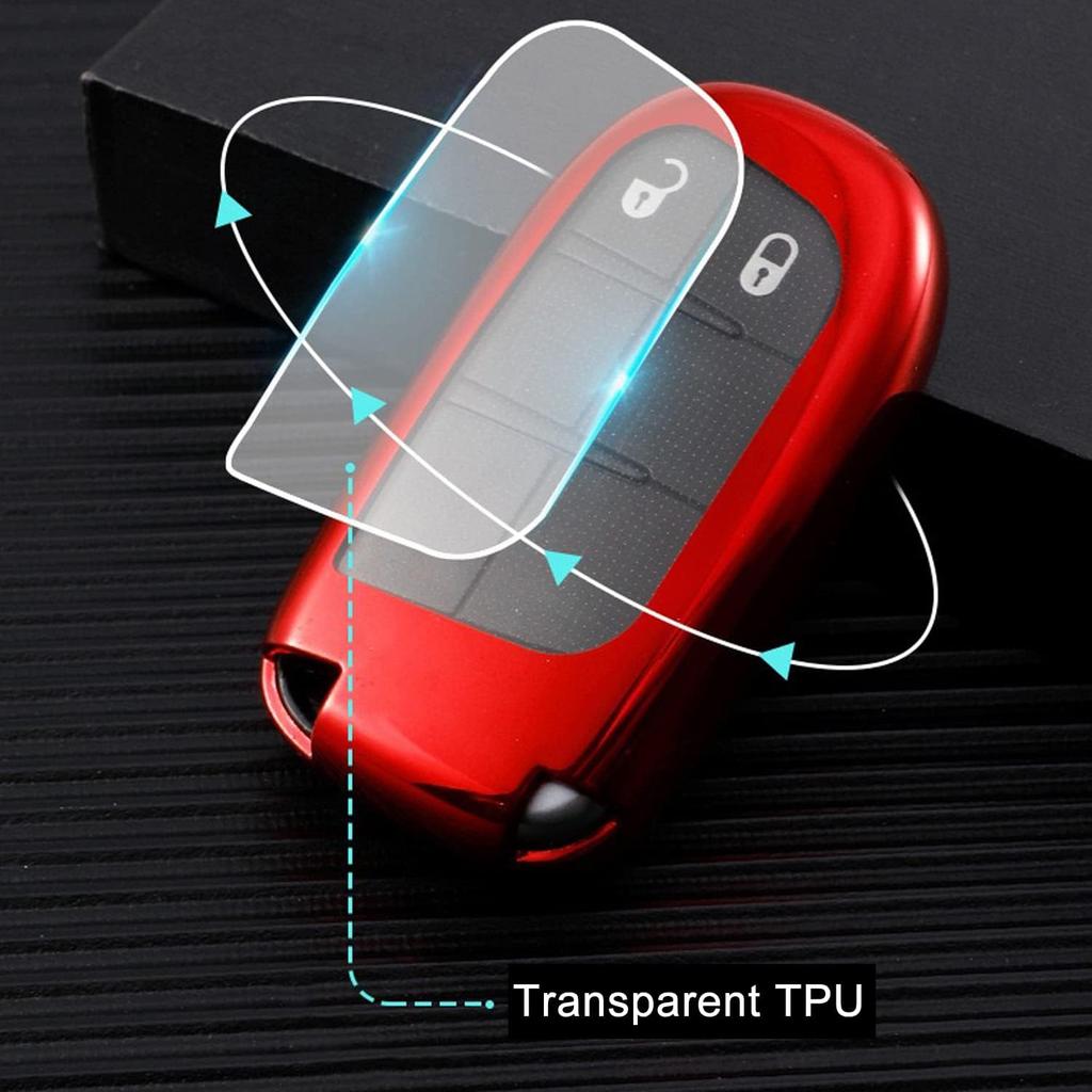 Чехол для брелока TANDRIVE Совместим с 2026 2025-2015 Jeep Compass Dodge Durango Cherokee Grand Cherokee Renegade Challenger Charger RAM Chrysler