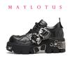 Women's For Men Pumps Platform Couple Unisex Ankle Boots Skull Metal Buckle Motorcycle Boots Gothic Style Big Size