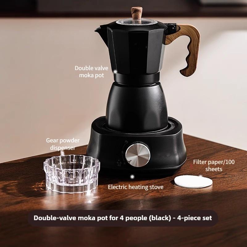 Двухклапанная мока-кофеварка Бытовая маленькая с ручным приводом Итальянская кофемашина Уличный набор кофейника для электрической плиты