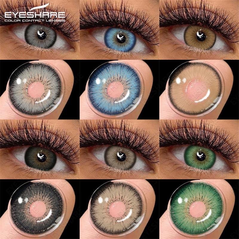 Eyeshare Color Contacts Lenses for Eyes 1Pair Blue Contact Gray Pupils Brown Eye Contacts Beauty Makeup Green Lenses Yearly