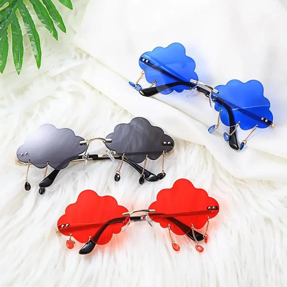 Men And Women Uv400 Shades Steampunk Sunglasses Rimless Sunglasses Clouds Tassel Sunglasses Disco Glasses