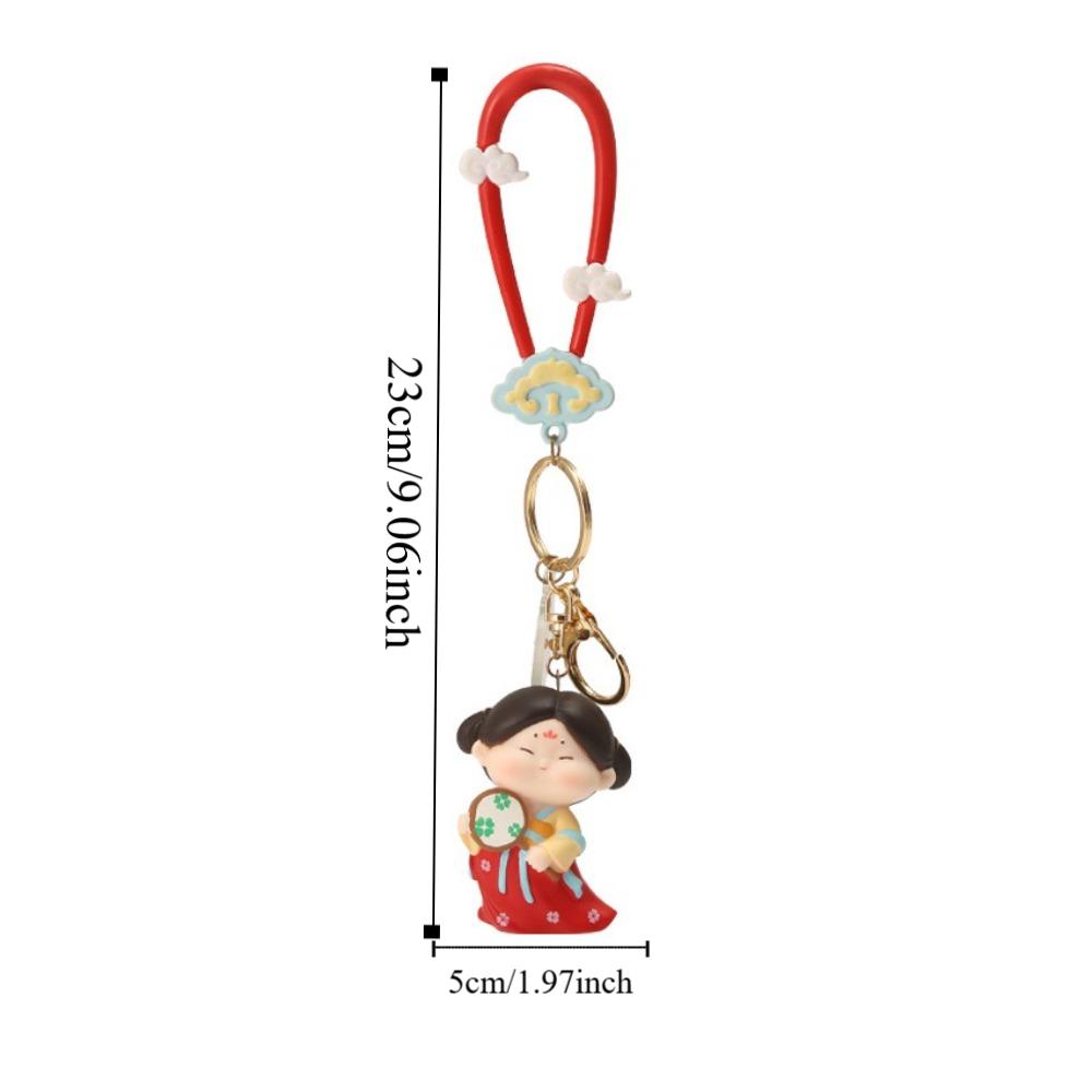 Анти-потерянная кукла династии Тан, кулон, цветок, автомобильный брелок, модный китайский стиль, брелок, декор для ключей