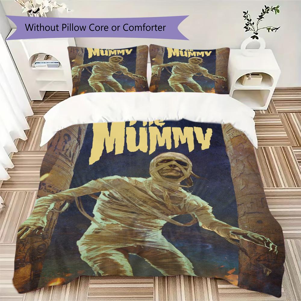 Horror Mummy Pattern Bedding,Quilt Set Quilt Cover Pillowcase Home Birthday Gift (1*duvet cover+2*pillowcase,without core)SSJT0917375