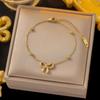 Trendy Classic Stainless Steel Bow Charm Jewelry Set for Women And Girls - Necklace Bracelets Earrings Choker Party Gift