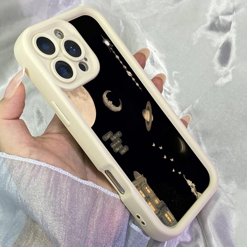 JT194 Милая Мультяшная Луна для iPhone 17 16 15 14 Pro Max Samsung S26 S25 Ultra A17 A16 A07 A56 A06 A55 Xiaomi 15T Redmi 15c 14C Note 13 14 Мягкий Чехол из ТПУ