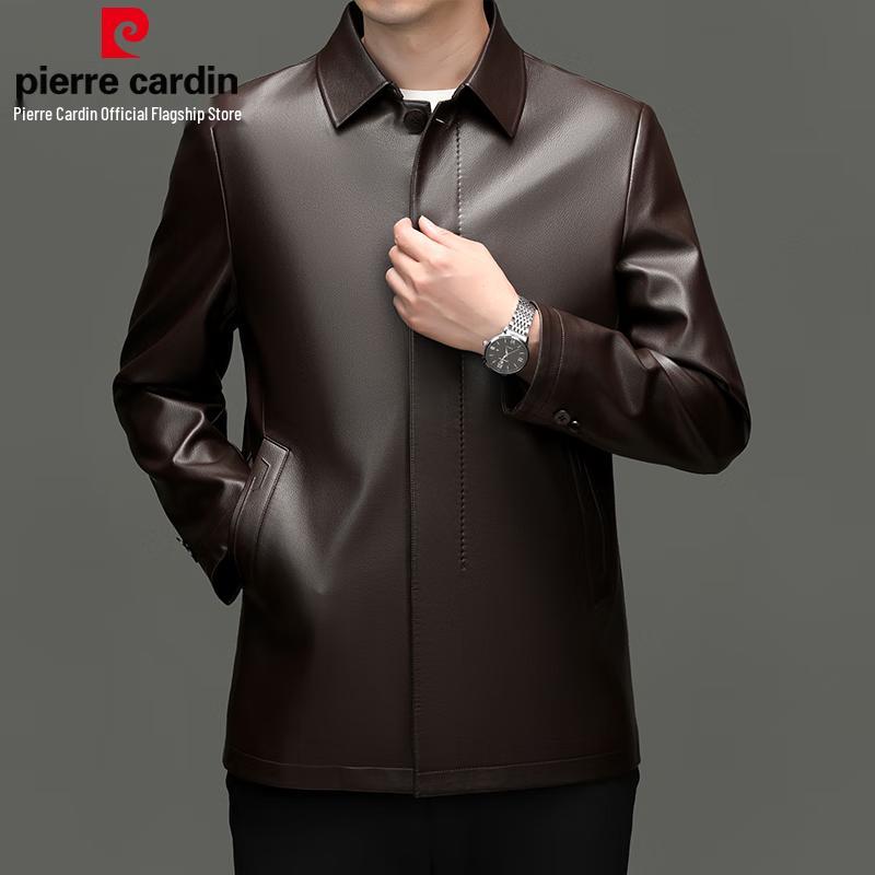 Pierre Cardin Мужская теплая кожаная куртка Осень/Зима