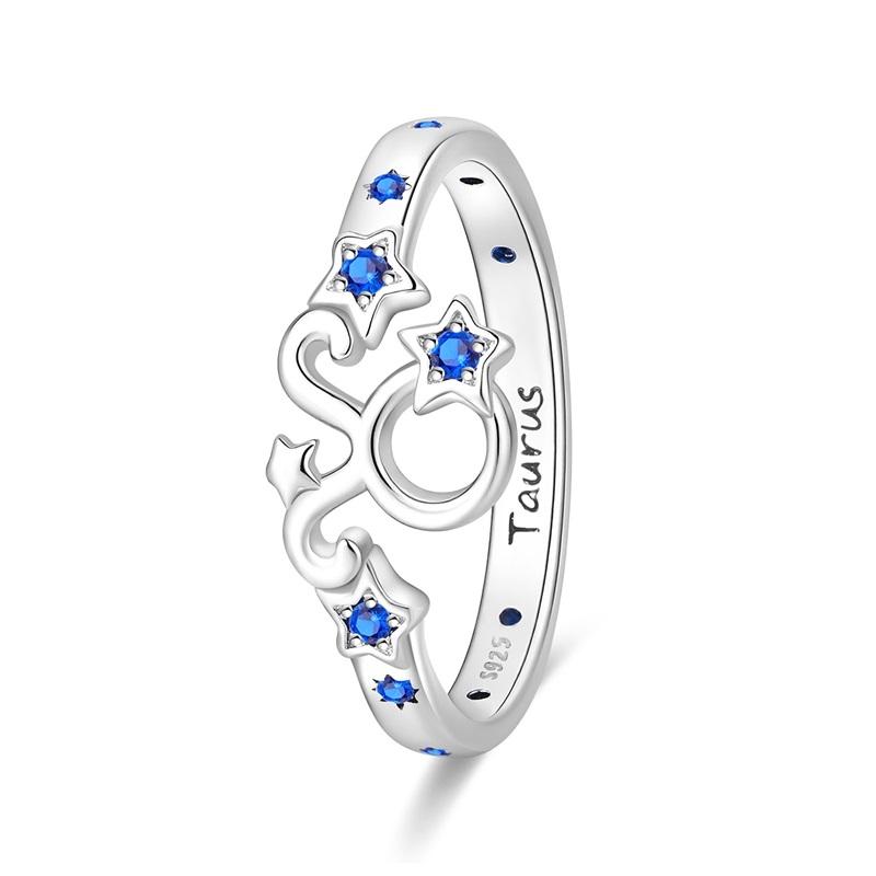 New 925 Silver Twelve Constellation Series Zircon Ring For Women Fit Wedding Party Jewelry Gifts