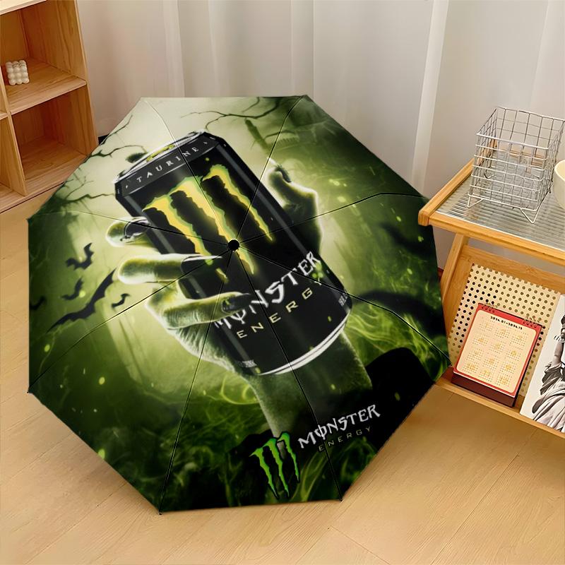 Печать Monster Energy 8?Автоматический зонт с ребрами, ветрозащитный, легкий, складной, для путешествий на открытом воздухе