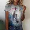 Summer Round Neck 3D Horse Cat Owl Pattern Printed Top Fashionable Casual Cute Short Sleeved Women's T-shirts