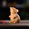 Cute Zodiac Mouse Statuette Wood Carved Animal Figurine Sculpture Home Decor Hamster Statue  Home