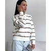 Womens Loose Fit Round Neck Long Sleeve Knit Sweater Striped Color Block Casual Pullover 2025